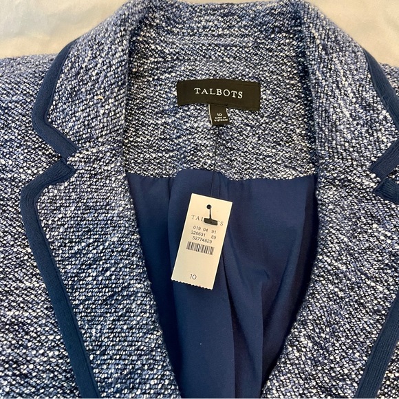TALBOTS New With Tag Blue Boucle Blazer size 10 - Picture 7 of 15